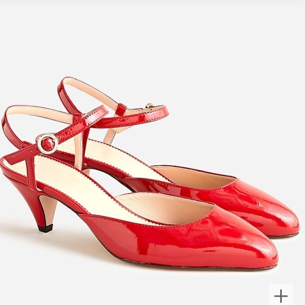 J Crew Pointed-toe heels in Italian patent leather 8.5 in red
